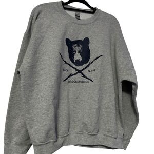 Gildan Breckenridge Colorado Bear Graphic Sweatshirt Gray XL 12998 Elev Pullover